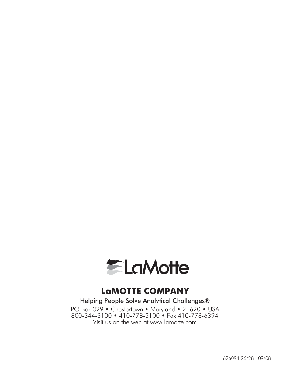 Lamotte company | LaMotte 5 Series TDS Meter User Manual | Page 40 / 40