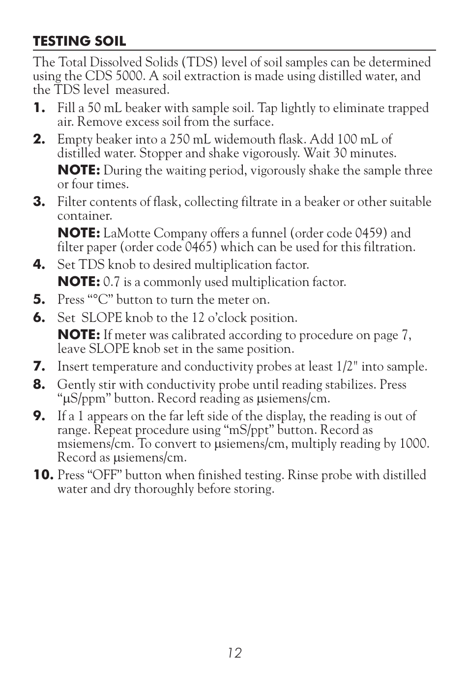 LaMotte CDS 5000 Conductivity Meter User Manual | Page 13 / 18