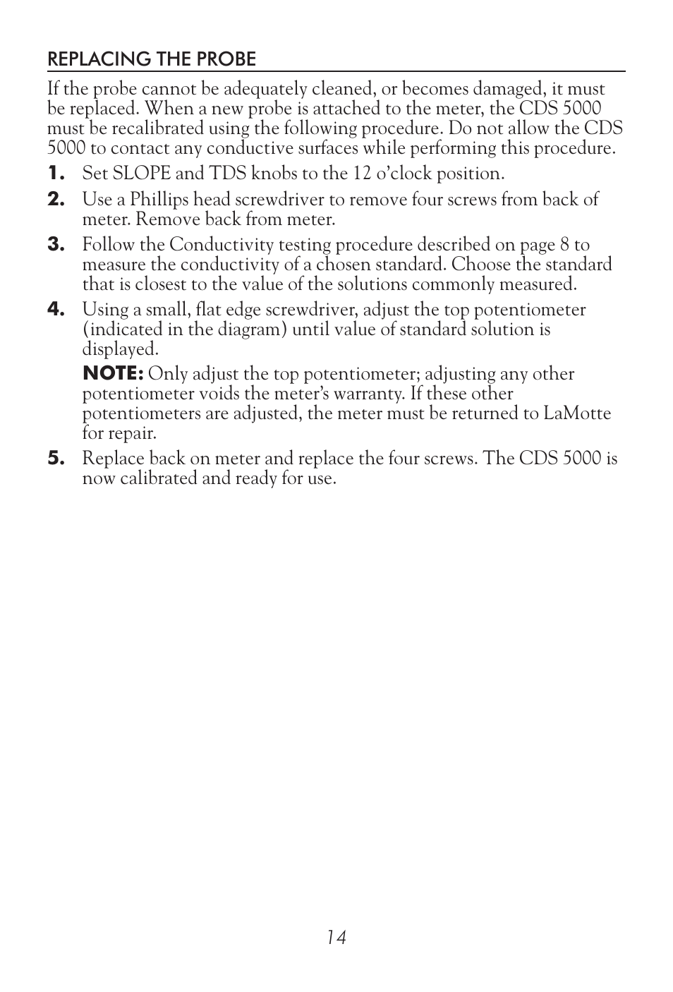 LaMotte CDS 5000 Conductivity Meter User Manual | Page 16 / 18