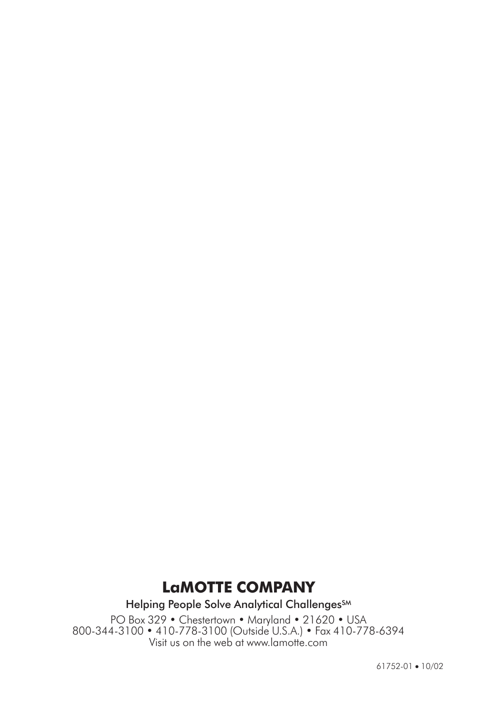 Lamotte company | LaMotte CDS 5000 Conductivity Meter User Manual | Page 18 / 18