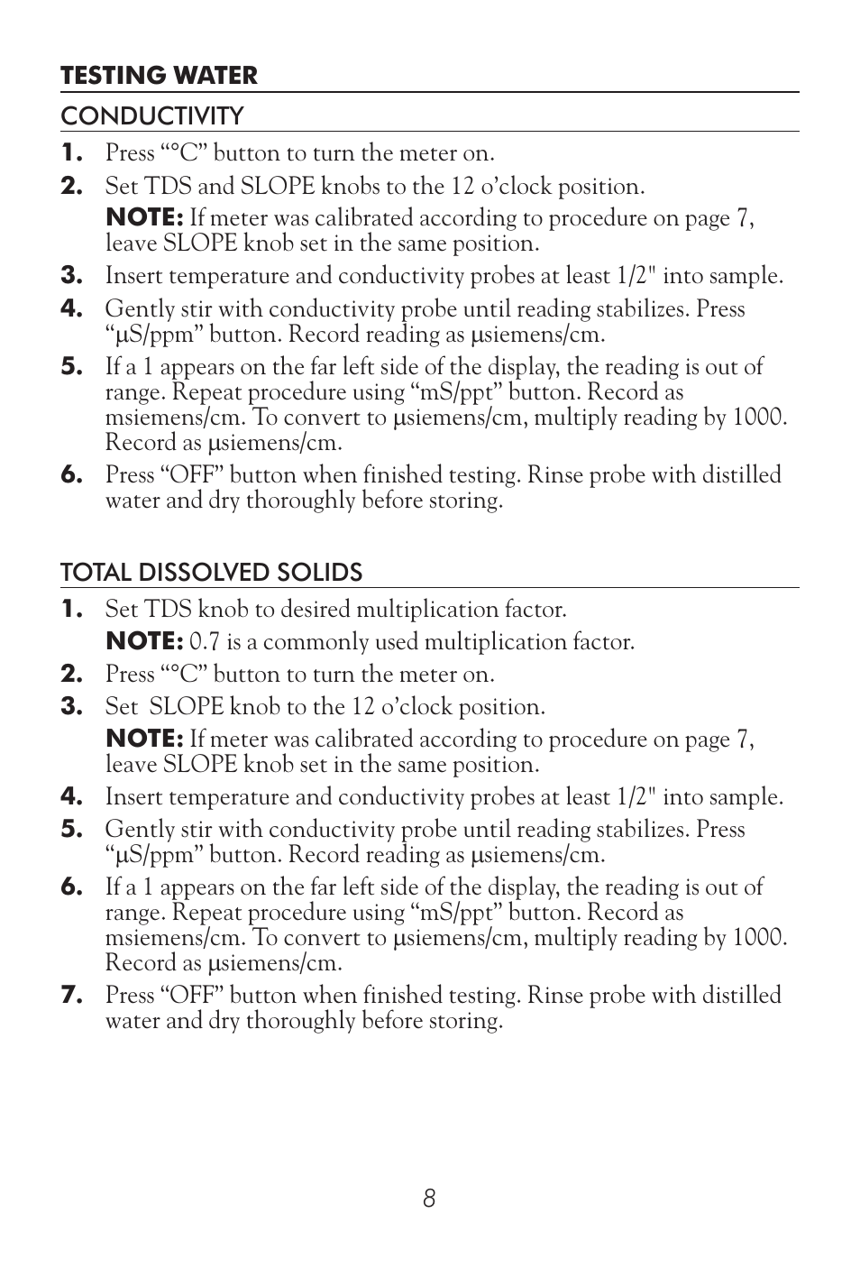 LaMotte CDS 5000 Conductivity Meter User Manual | Page 8 / 18