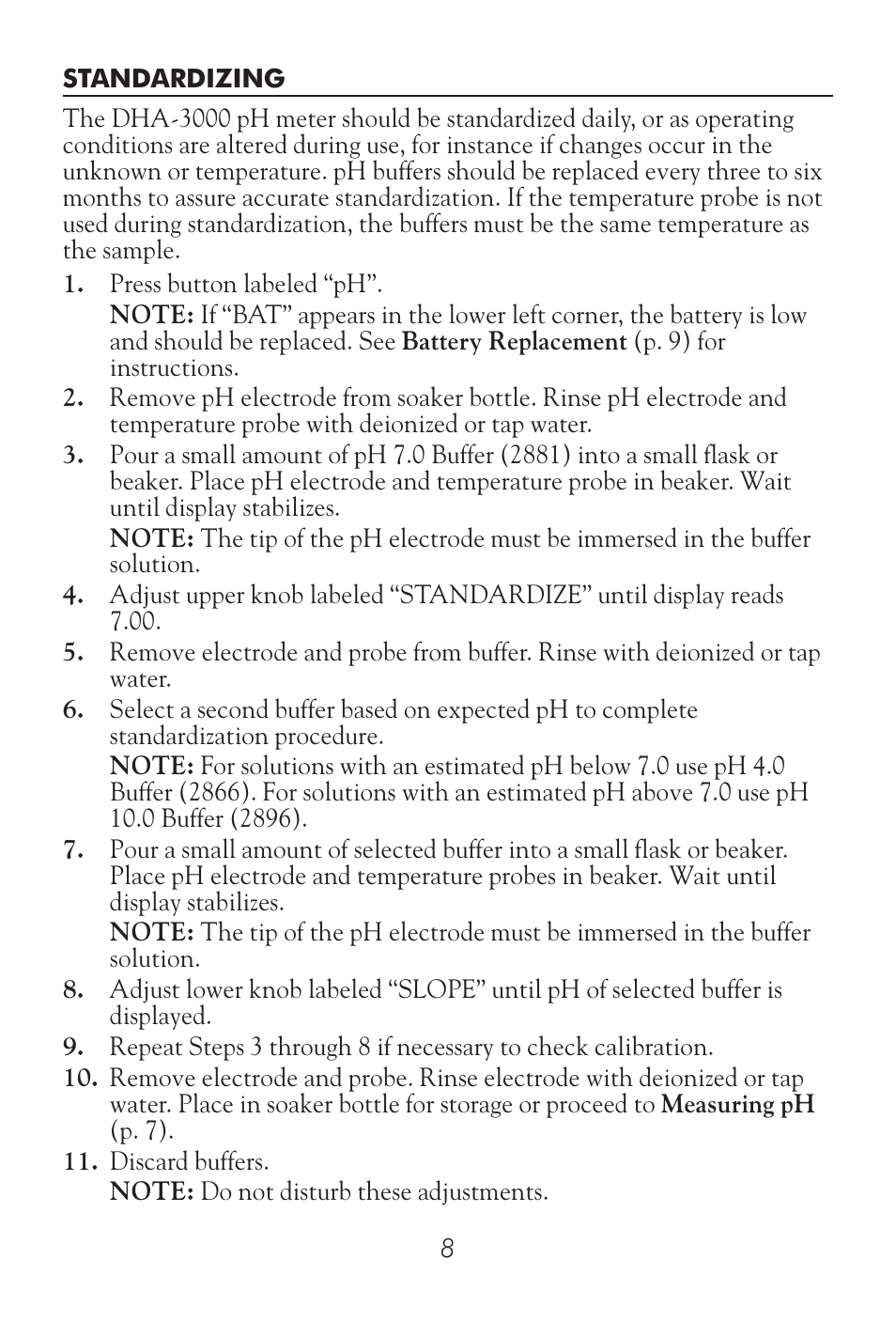 LaMotte DHA 3000 Digital pH Meter User Manual | Page 6 / 11