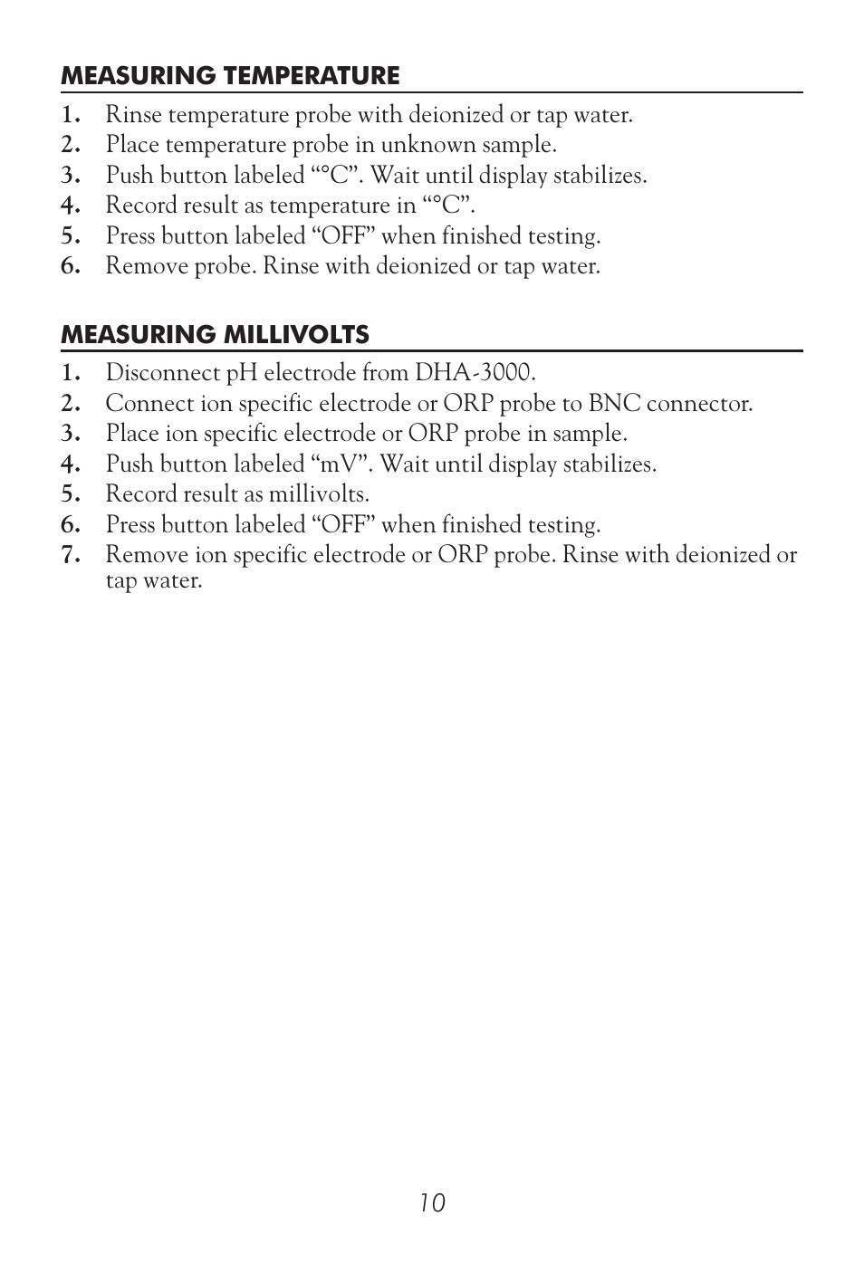 LaMotte DHA 3000 Digital pH Meter User Manual | Page 8 / 11