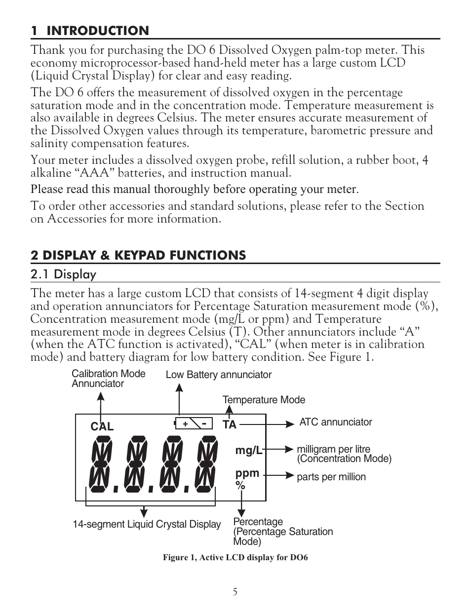 LaMotte DO 6 Dissolved Oxygen Meter User Manual | Page 6 / 56