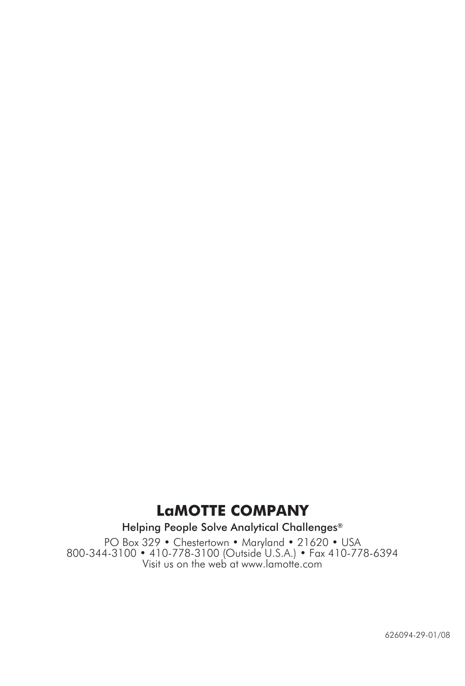 Lamotte company | LaMotte pH PLUS Direct Meter User Manual | Page 24 / 24