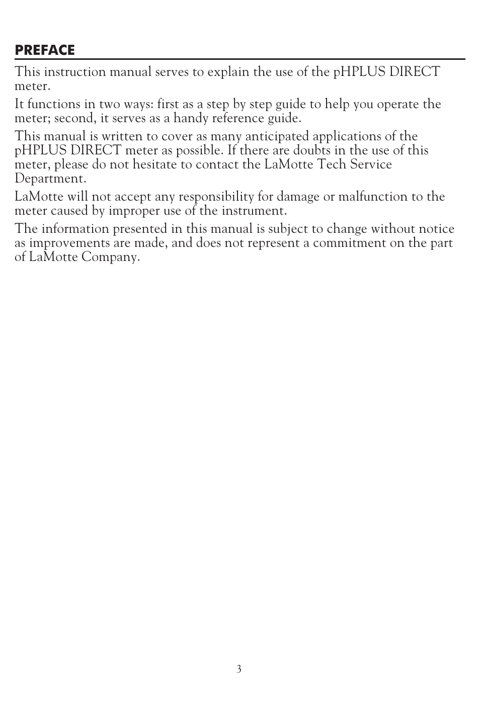 LaMotte pH PLUS Direct Meter User Manual | Page 3 / 24