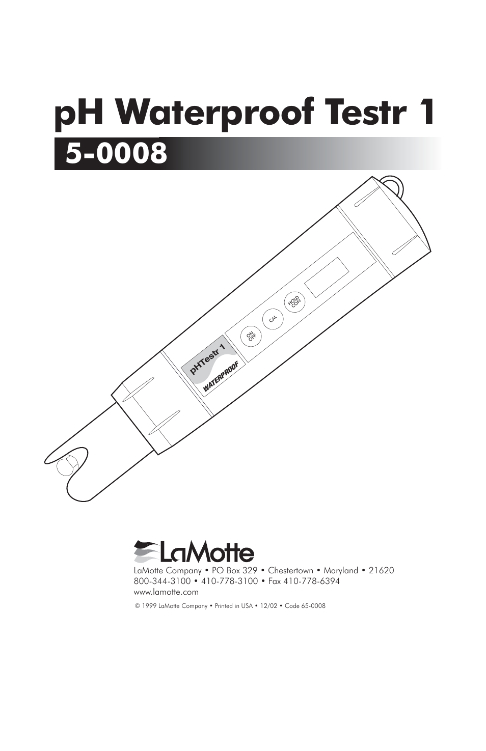 LaMotte pH Waterproof Testr 1 Meter User Manual | 8 pages