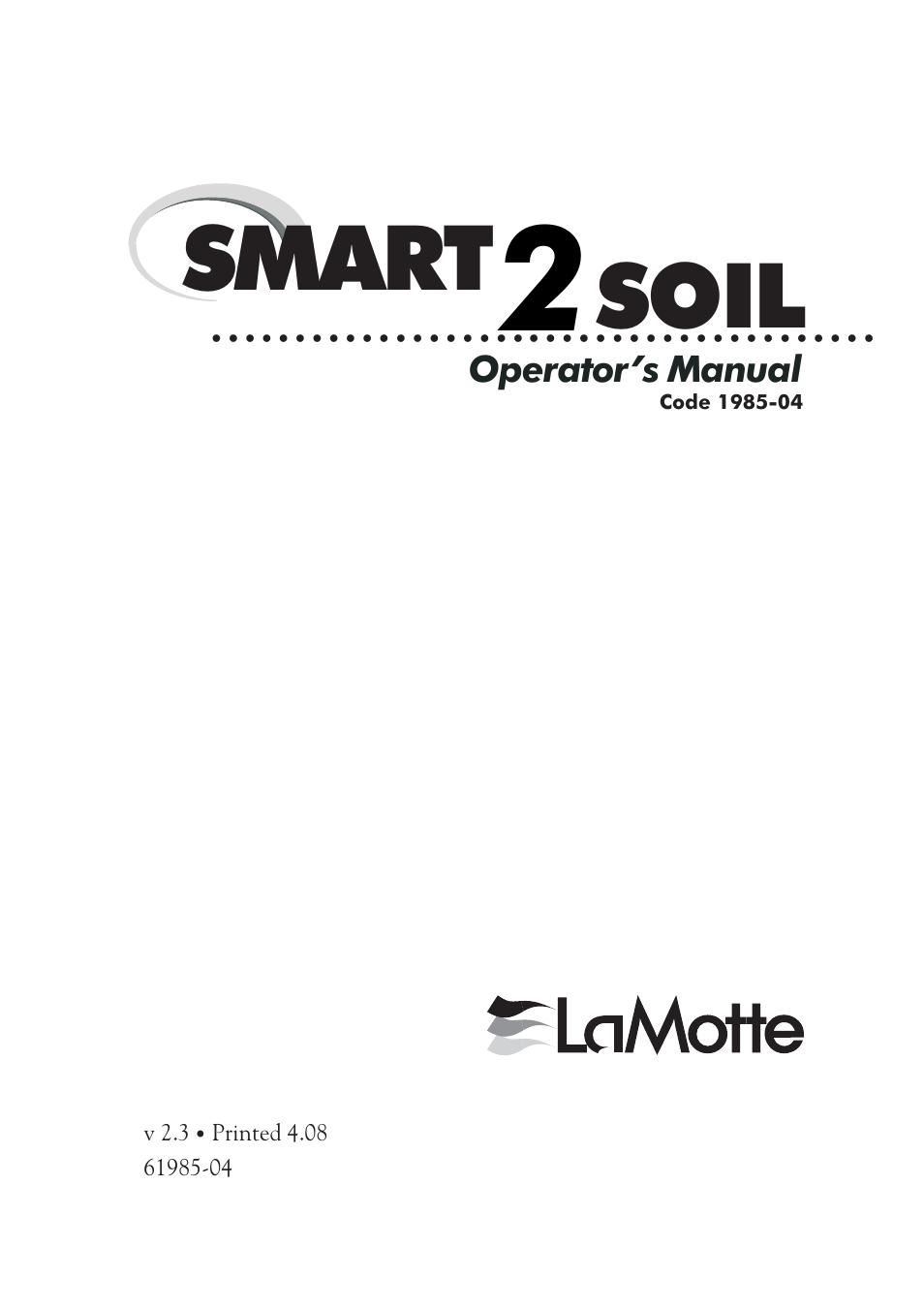 LaMotte SMART 2 Electronic Soil Lab User Manual | 84 pages