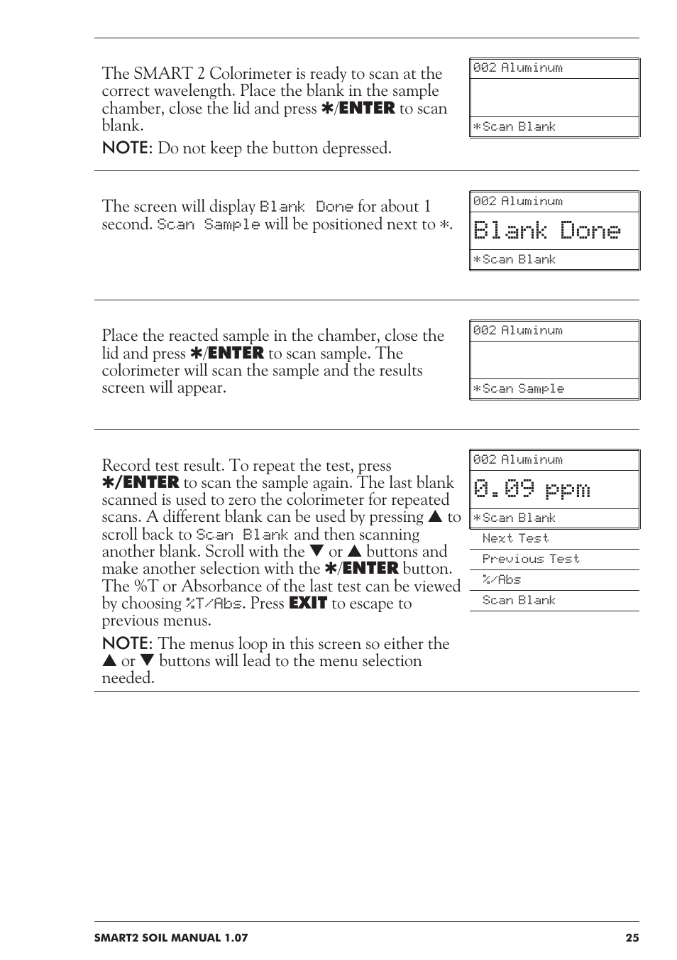 Blank done, 09 ppm | LaMotte SMART 2 Electronic Soil Lab User Manual | Page 25 / 84