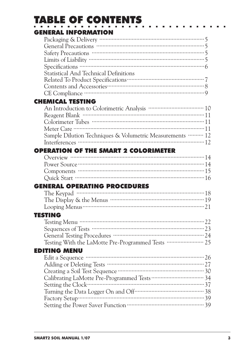 LaMotte SMART 2 Electronic Soil Lab User Manual | Page 3 / 84