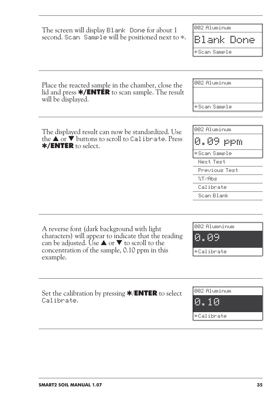 Blank done, 09 ppm | LaMotte SMART 2 Electronic Soil Lab User Manual | Page 35 / 84