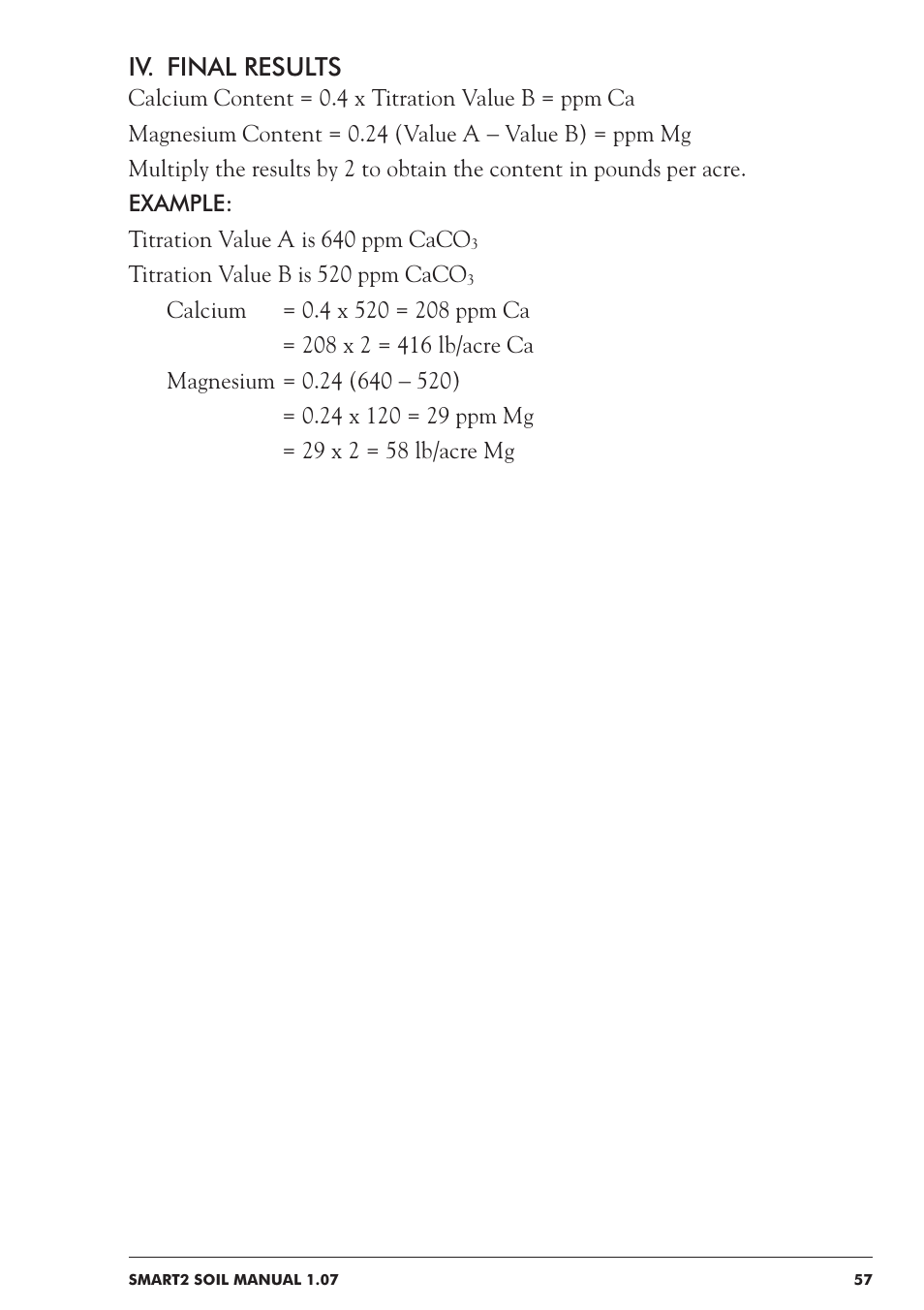 Iv. final results | LaMotte SMART 2 Electronic Soil Lab User Manual | Page 57 / 84