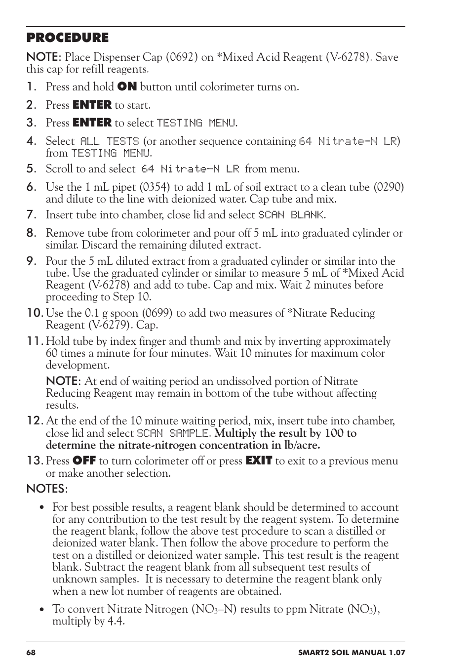 Procedure | LaMotte SMART 2 Electronic Soil Lab User Manual | Page 68 / 84