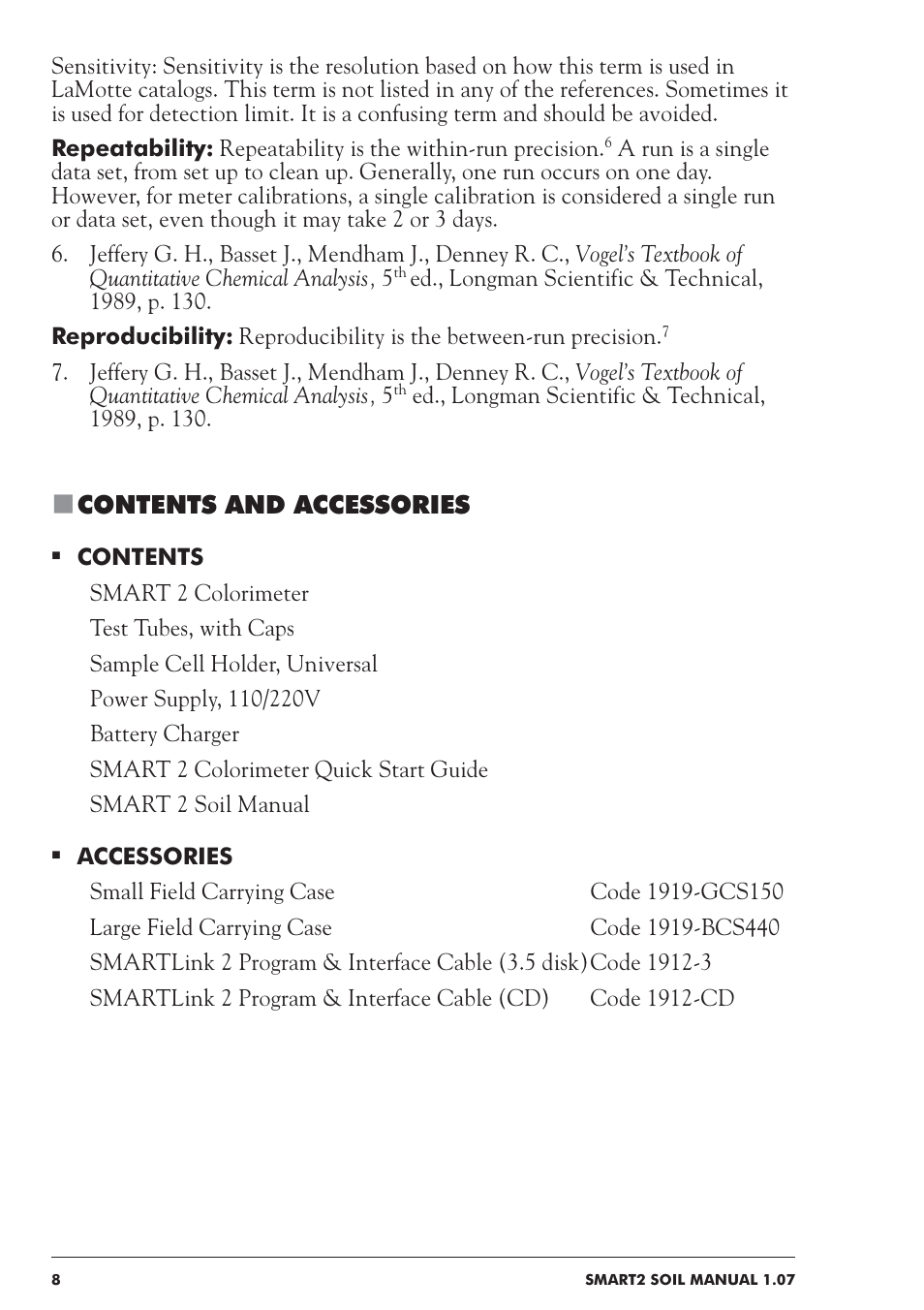 Contents and accessories | LaMotte SMART 2 Electronic Soil Lab User Manual | Page 8 / 84