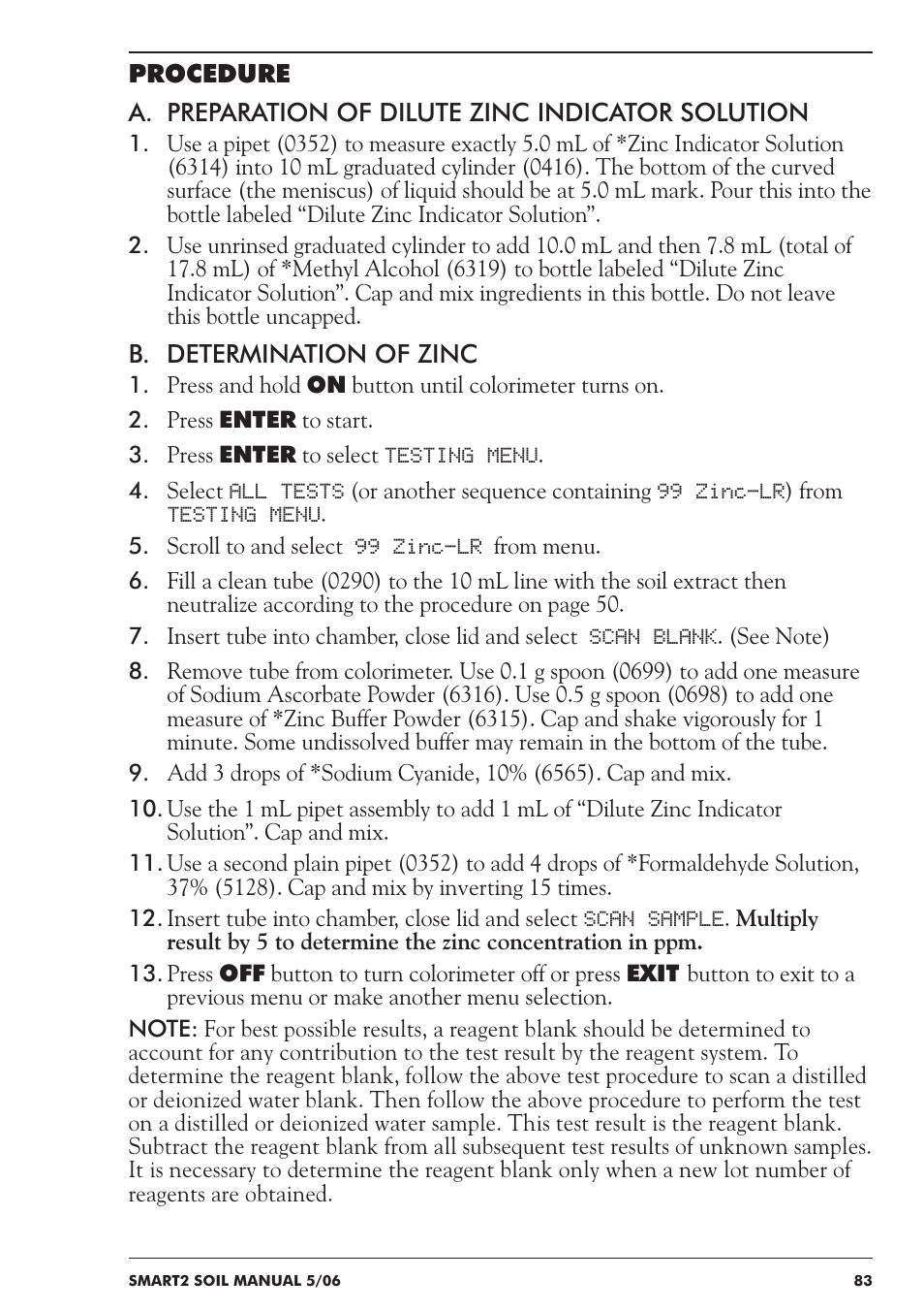 LaMotte SMART 2 Electronic Soil Lab User Manual | Page 83 / 84