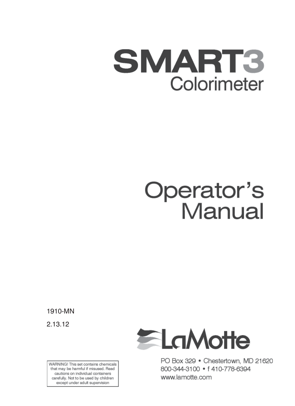 LaMotte SMART3 Colorimeter User Manual | 294 pages