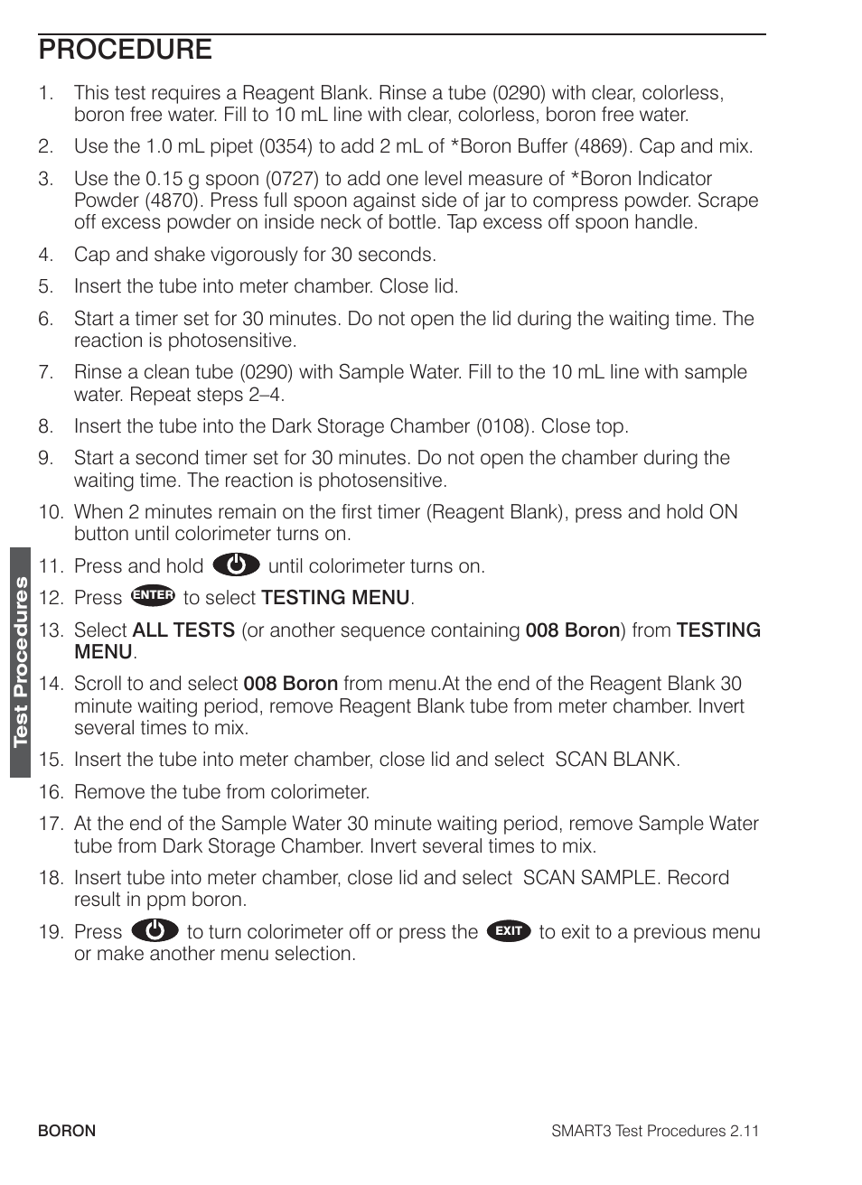 Procedure | LaMotte SMART3 Colorimeter User Manual | Page 100 / 294