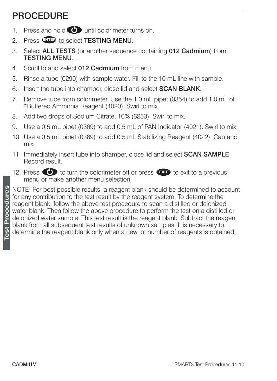 Procedure | LaMotte SMART3 Colorimeter User Manual | Page 110 / 294