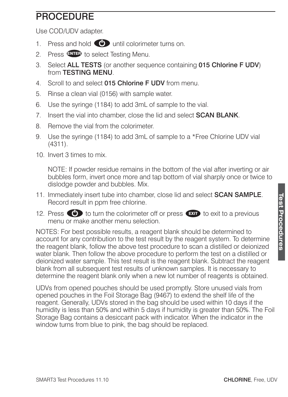 Procedure | LaMotte SMART3 Colorimeter User Manual | Page 123 / 294