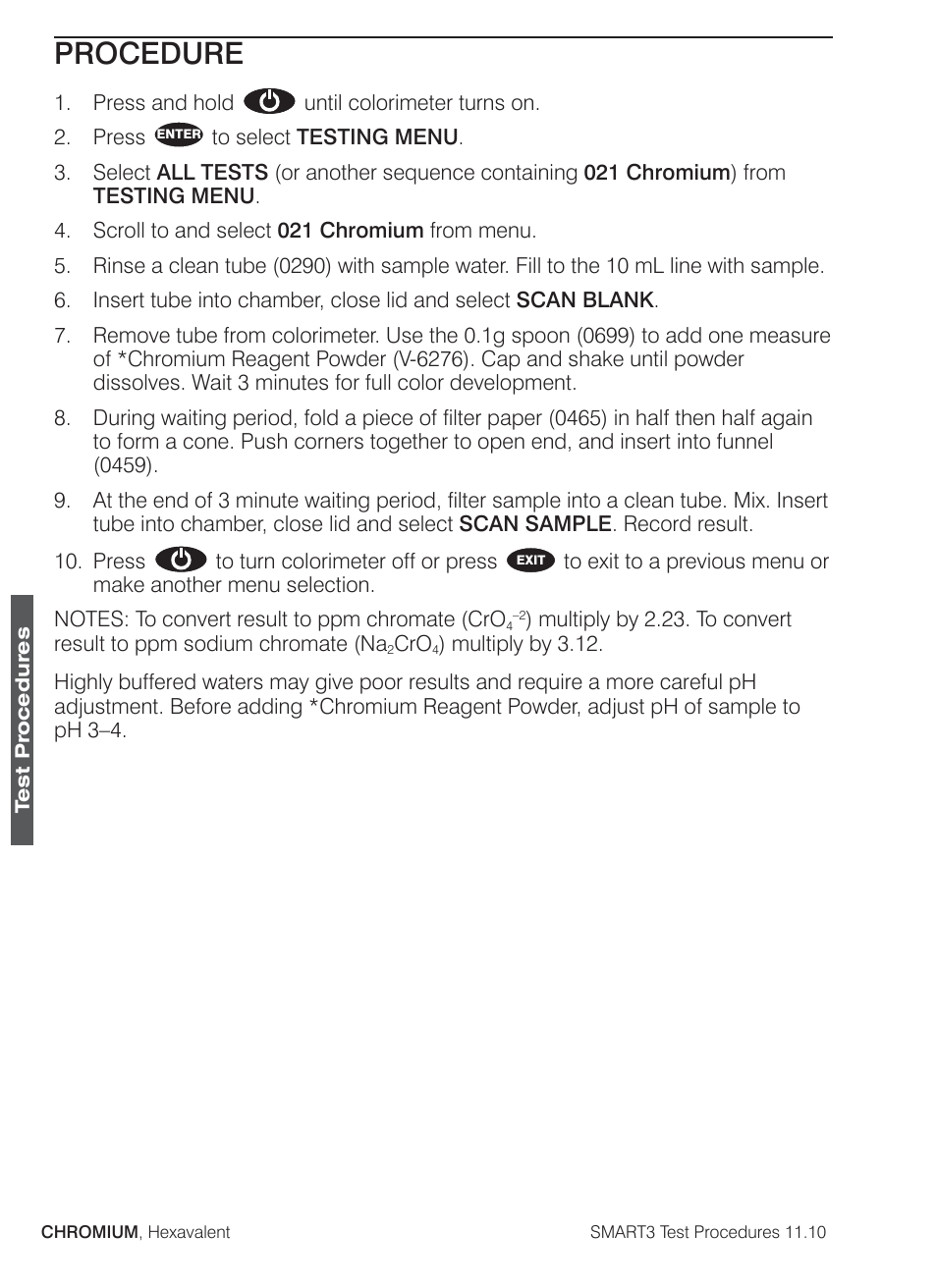 Procedure | LaMotte SMART3 Colorimeter User Manual | Page 132 / 294