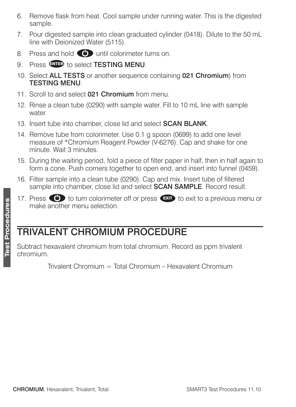 Trivalent chromium procedure | LaMotte SMART3 Colorimeter User Manual | Page 136 / 294