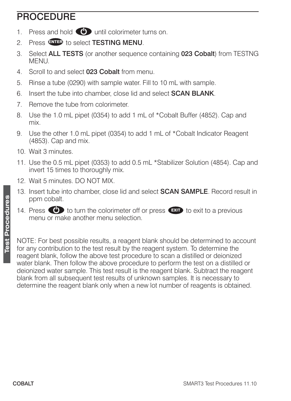 Procedure | LaMotte SMART3 Colorimeter User Manual | Page 138 / 294