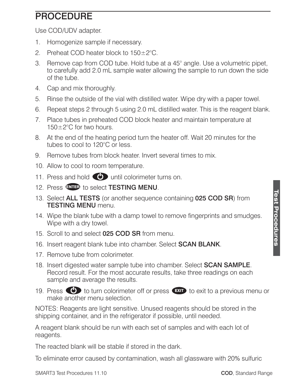 Procedure | LaMotte SMART3 Colorimeter User Manual | Page 145 / 294