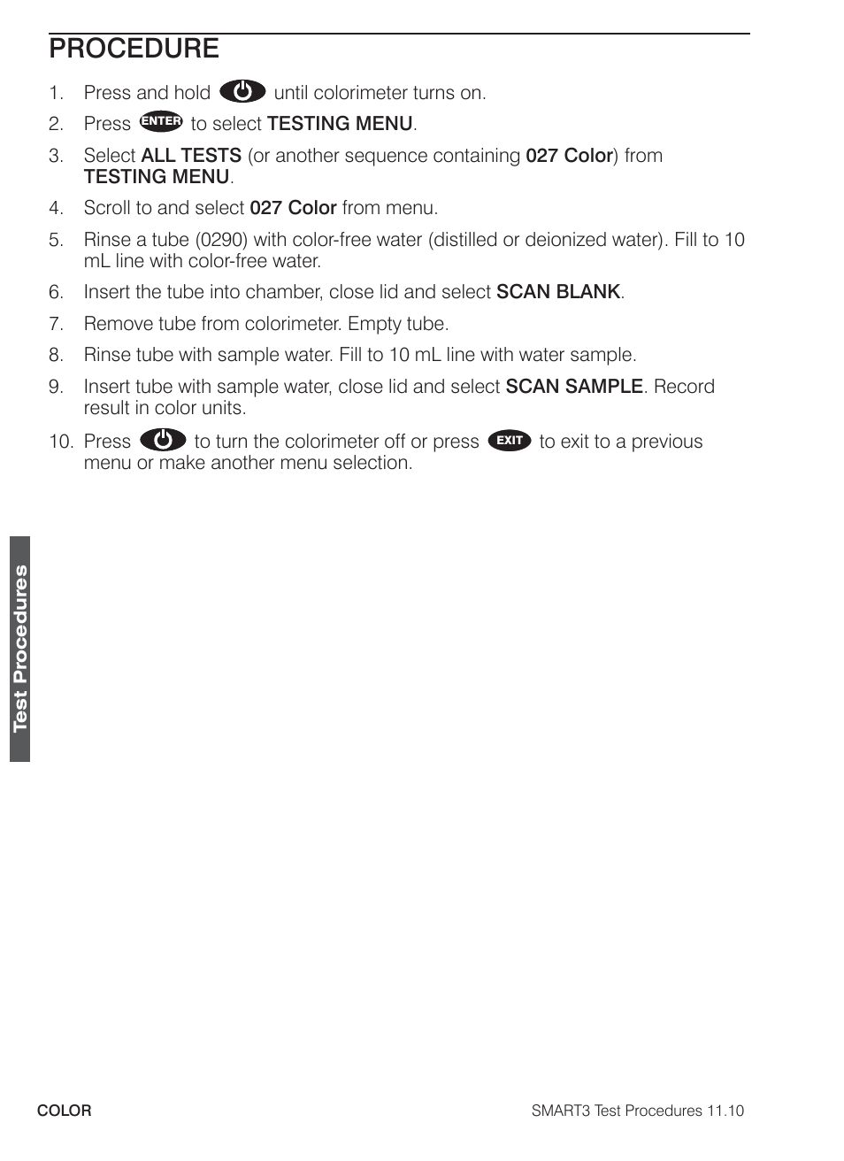 Procedure | LaMotte SMART3 Colorimeter User Manual | Page 152 / 294