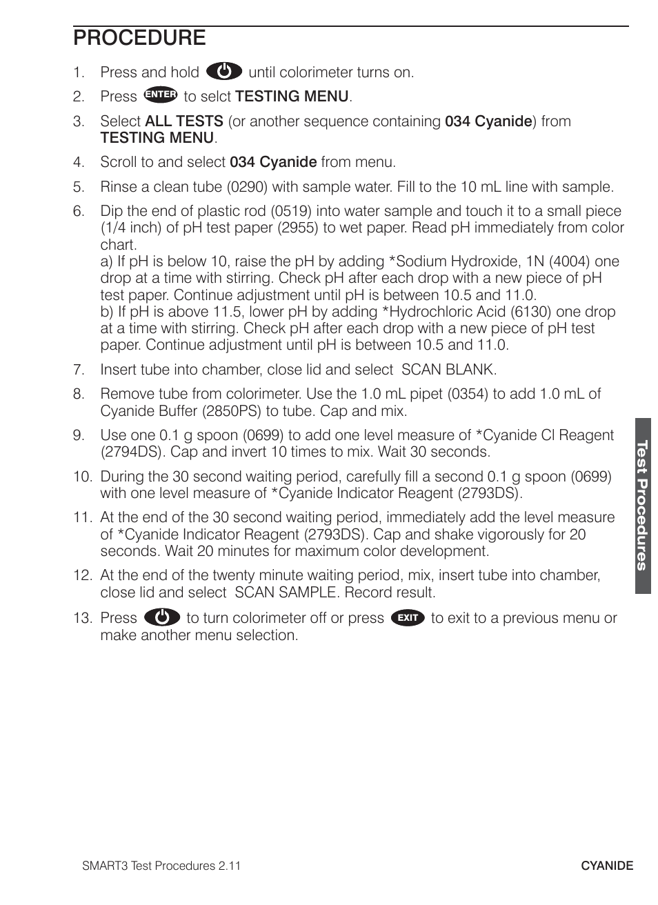 Procedure | LaMotte SMART3 Colorimeter User Manual | Page 165 / 294