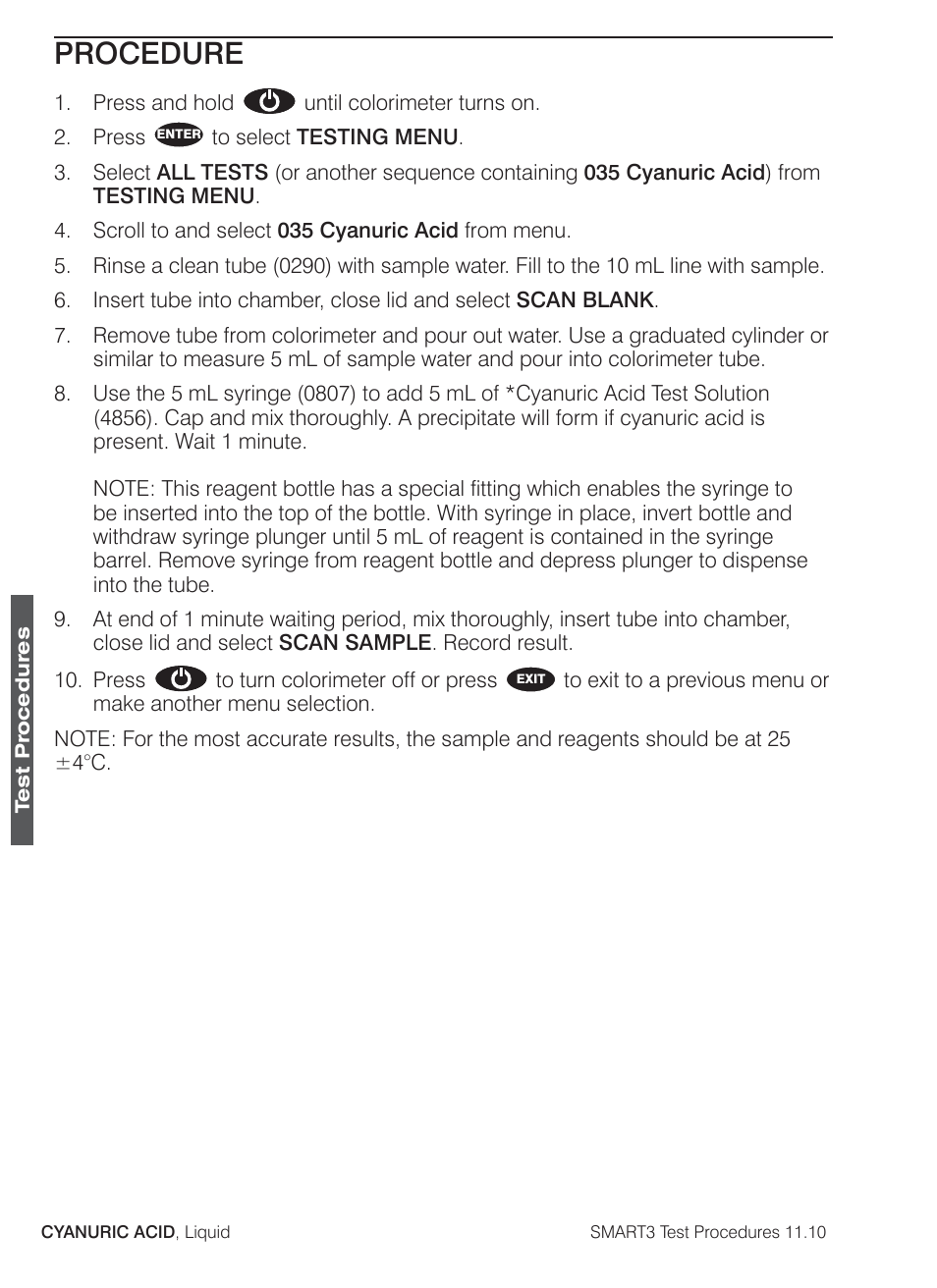 Procedure | LaMotte SMART3 Colorimeter User Manual | Page 168 / 294