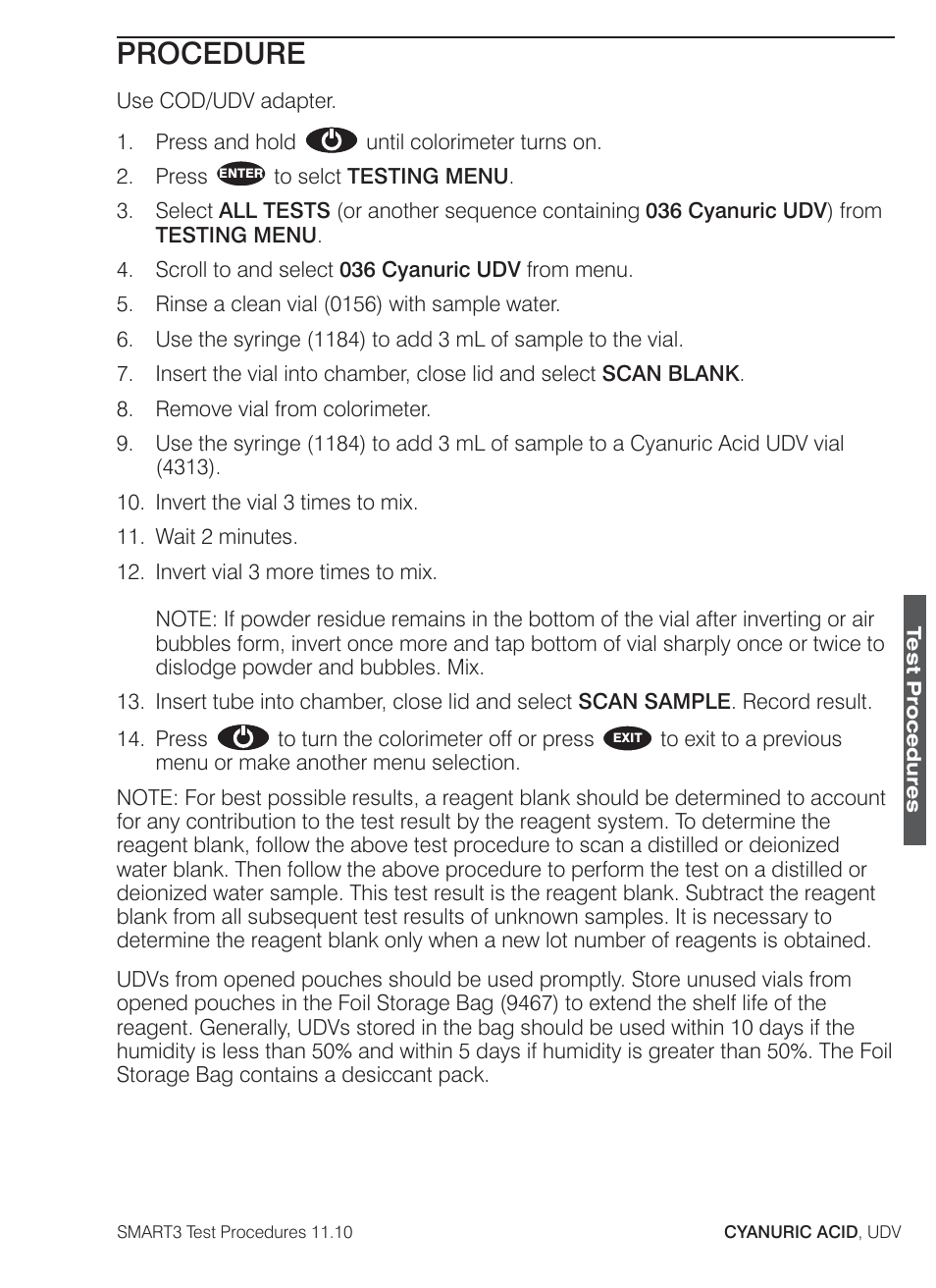 Procedure | LaMotte SMART3 Colorimeter User Manual | Page 171 / 294