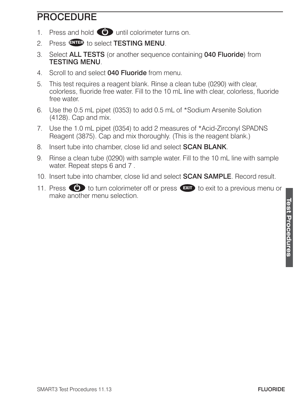 Procedure | LaMotte SMART3 Colorimeter User Manual | Page 179 / 294