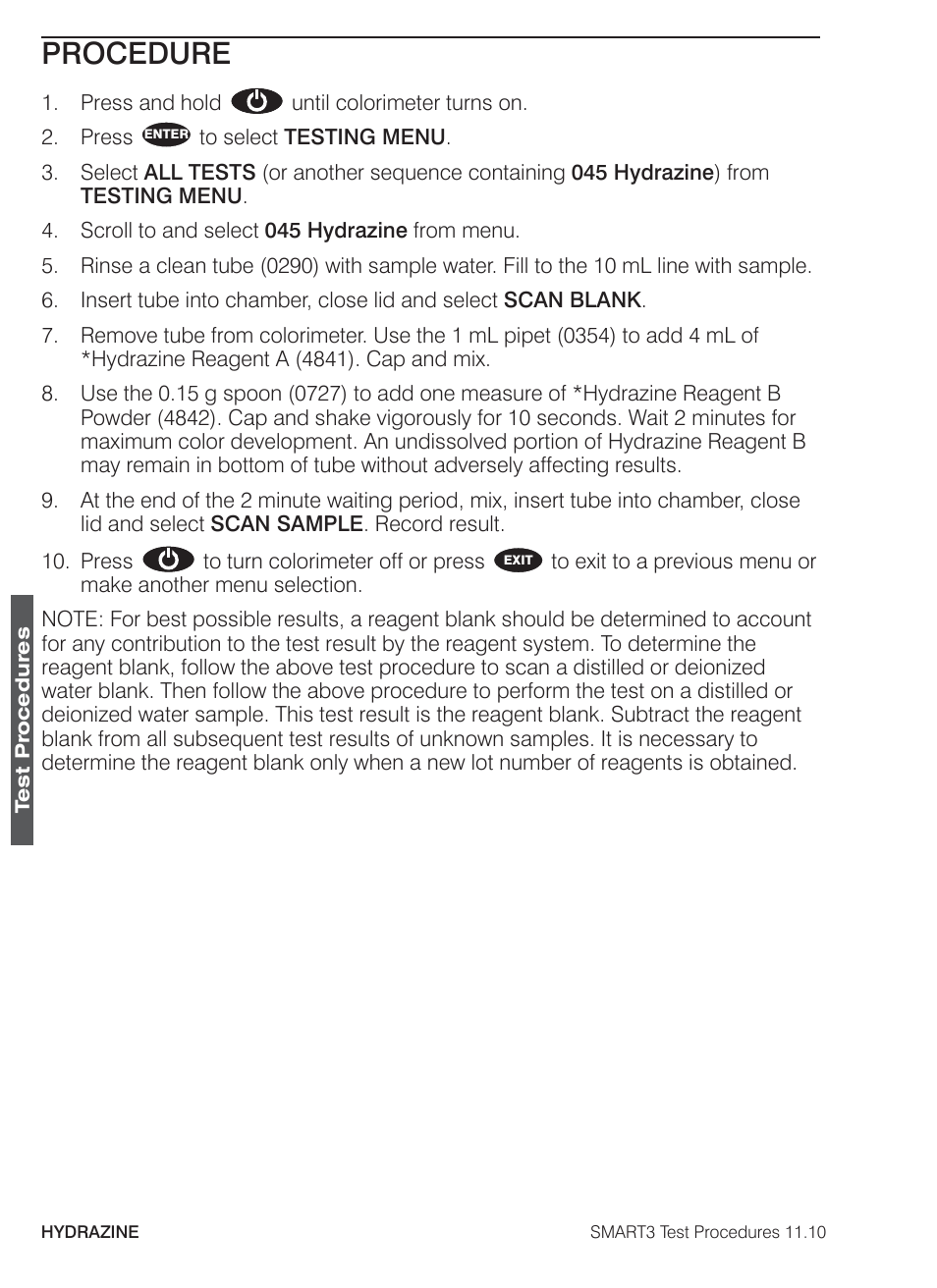 Procedure | LaMotte SMART3 Colorimeter User Manual | Page 184 / 294