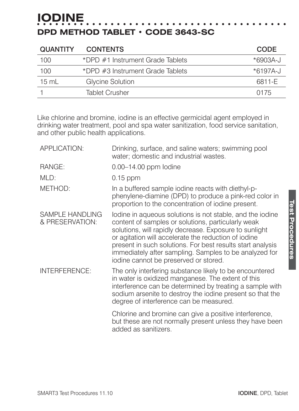 Iodine | LaMotte SMART3 Colorimeter User Manual | Page 191 / 294