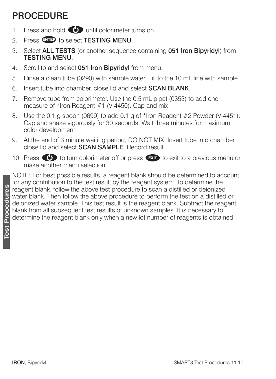 Procedure | LaMotte SMART3 Colorimeter User Manual | Page 194 / 294