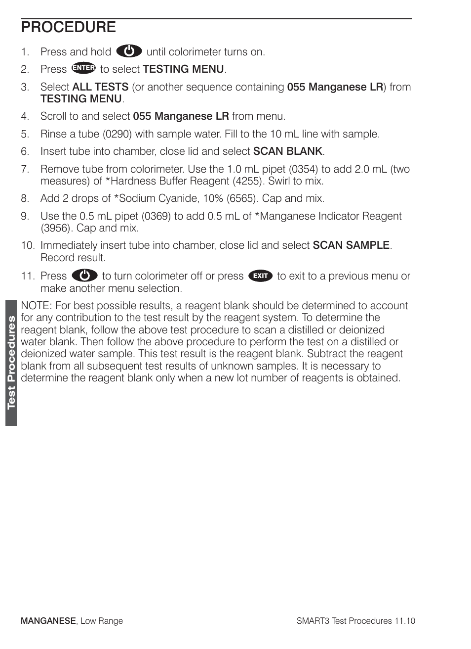 Procedure | LaMotte SMART3 Colorimeter User Manual | Page 204 / 294