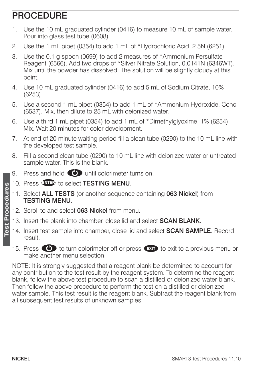 Procedure | LaMotte SMART3 Colorimeter User Manual | Page 212 / 294