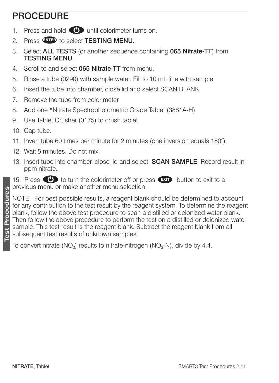 Procedure | LaMotte SMART3 Colorimeter User Manual | Page 214 / 294