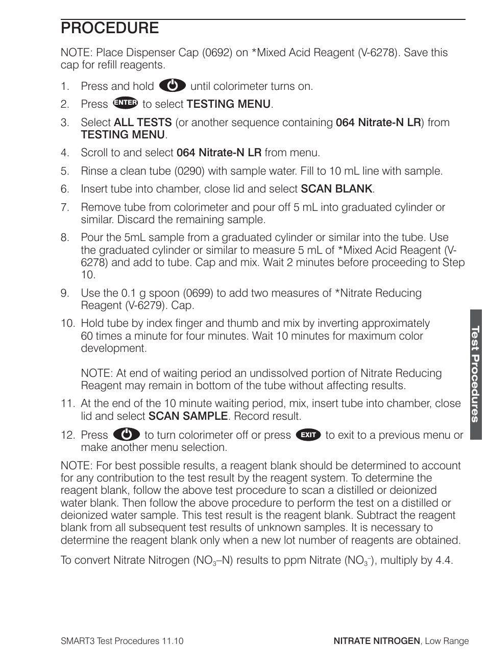 Procedure | LaMotte SMART3 Colorimeter User Manual | Page 221 / 294