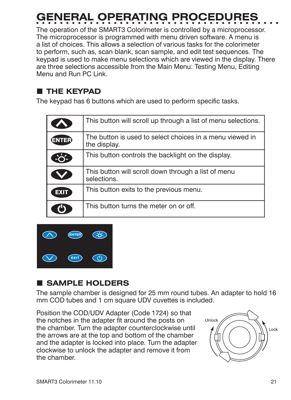 General operating procedures | LaMotte SMART3 Colorimeter User Manual | Page 23 / 294