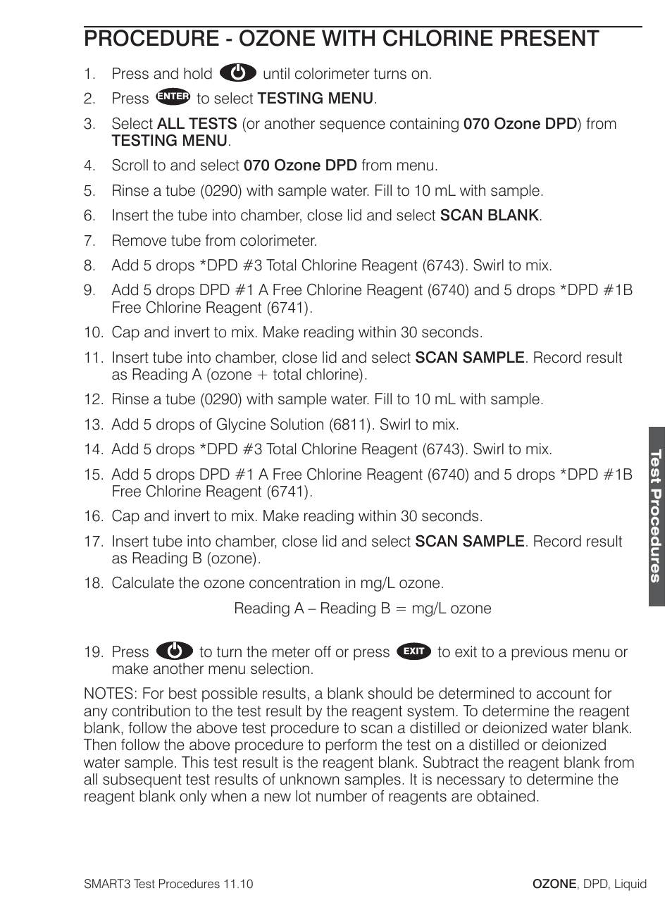 Procedure - ozone with chlorine present | LaMotte SMART3 Colorimeter User Manual | Page 239 / 294