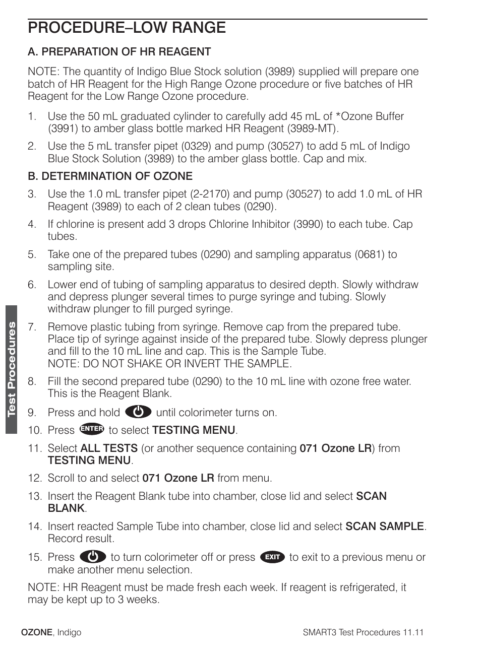 Procedure–low range | LaMotte SMART3 Colorimeter User Manual | Page 242 / 294