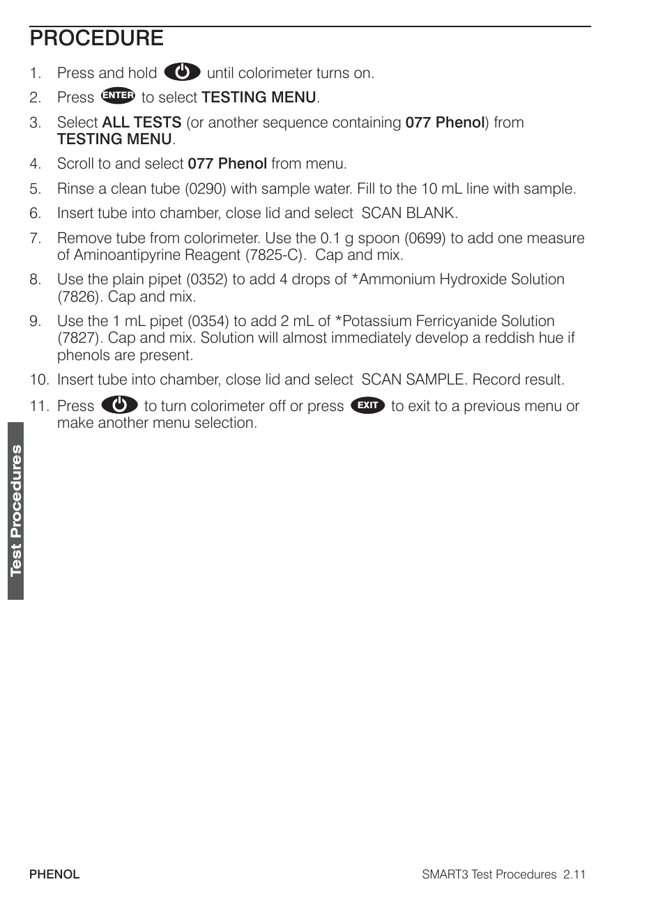 Procedure | LaMotte SMART3 Colorimeter User Manual | Page 250 / 294