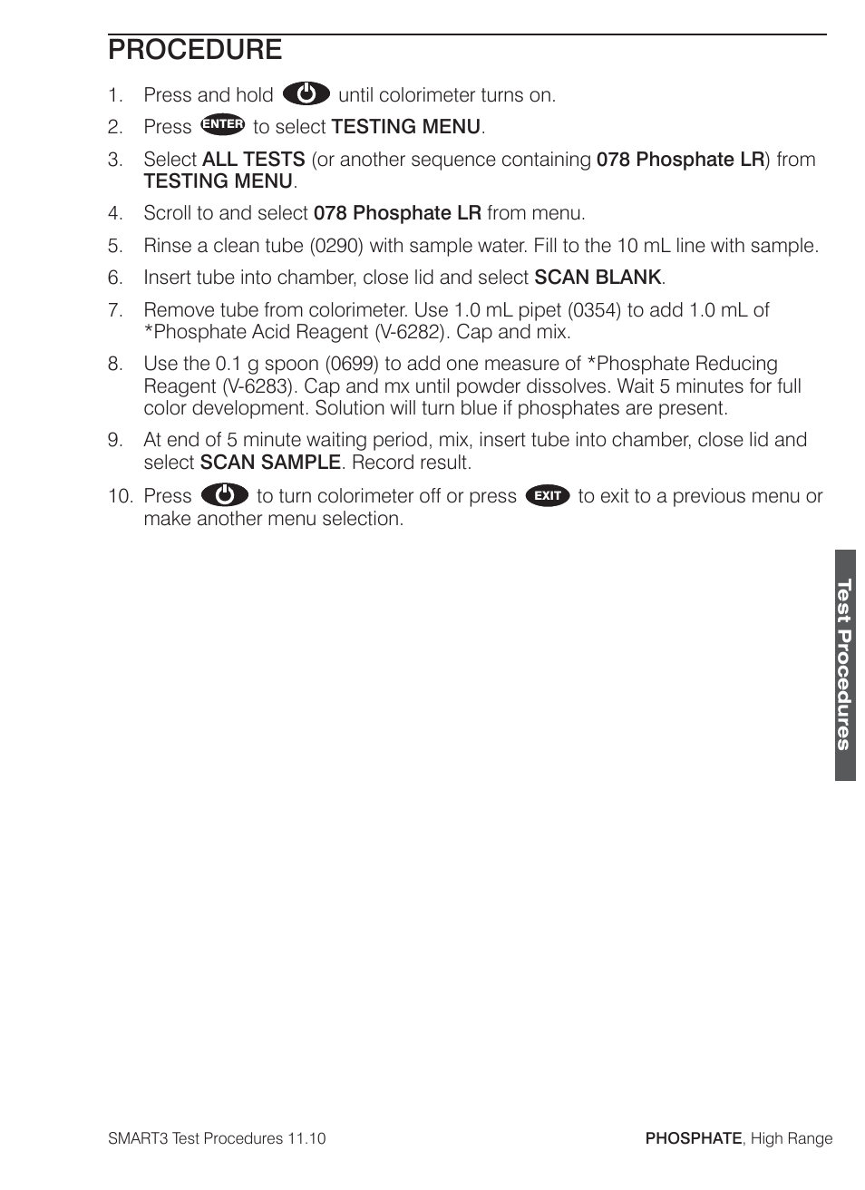 Procedure | LaMotte SMART3 Colorimeter User Manual | Page 253 / 294