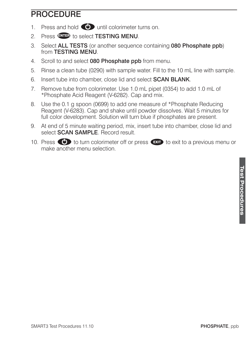 Procedure | LaMotte SMART3 Colorimeter User Manual | Page 259 / 294