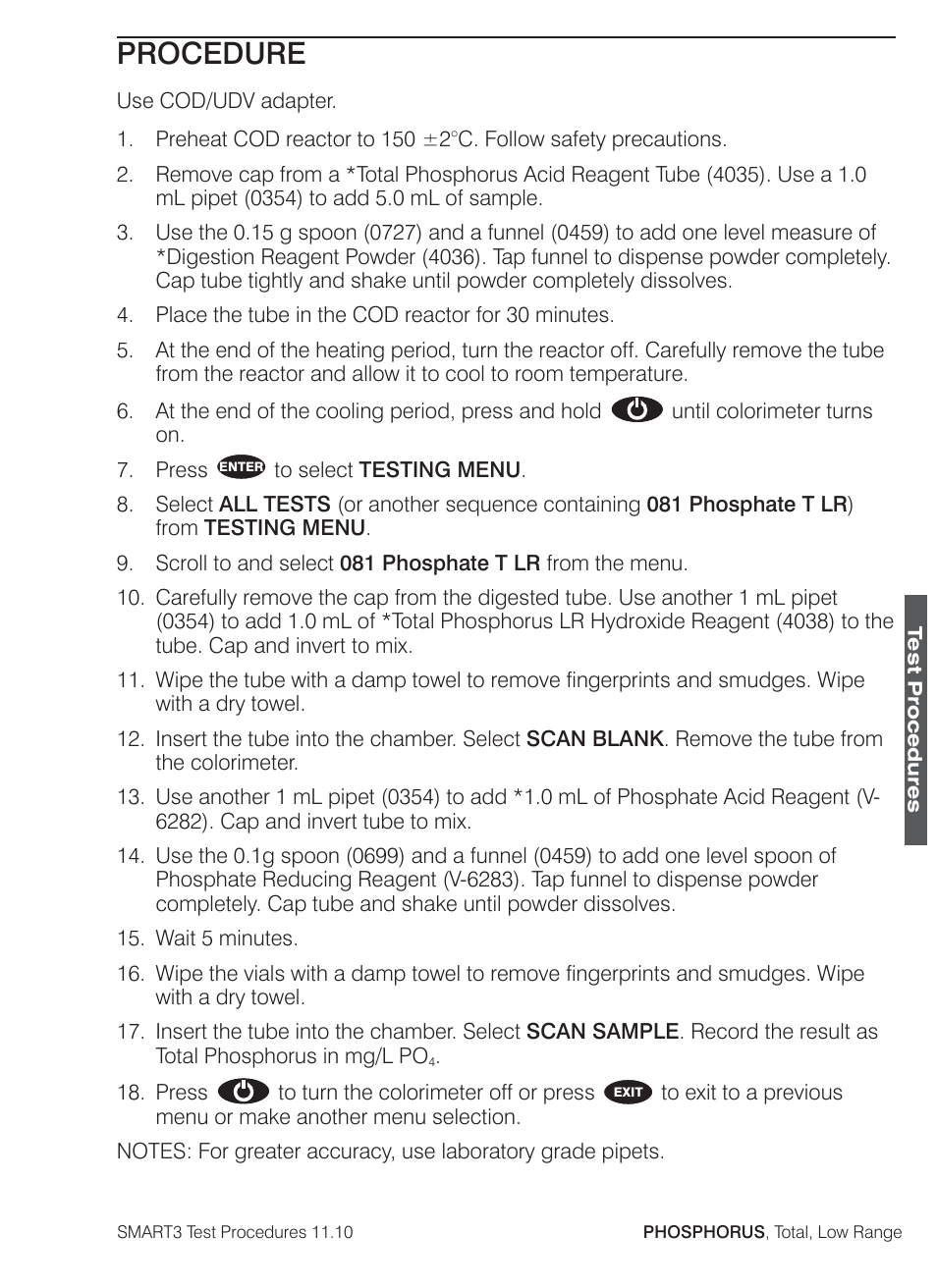 Procedure | LaMotte SMART3 Colorimeter User Manual | Page 263 / 294