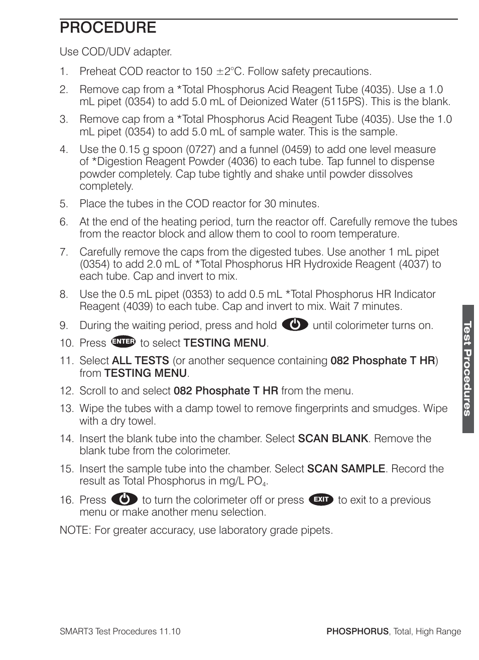 Procedure | LaMotte SMART3 Colorimeter User Manual | Page 267 / 294