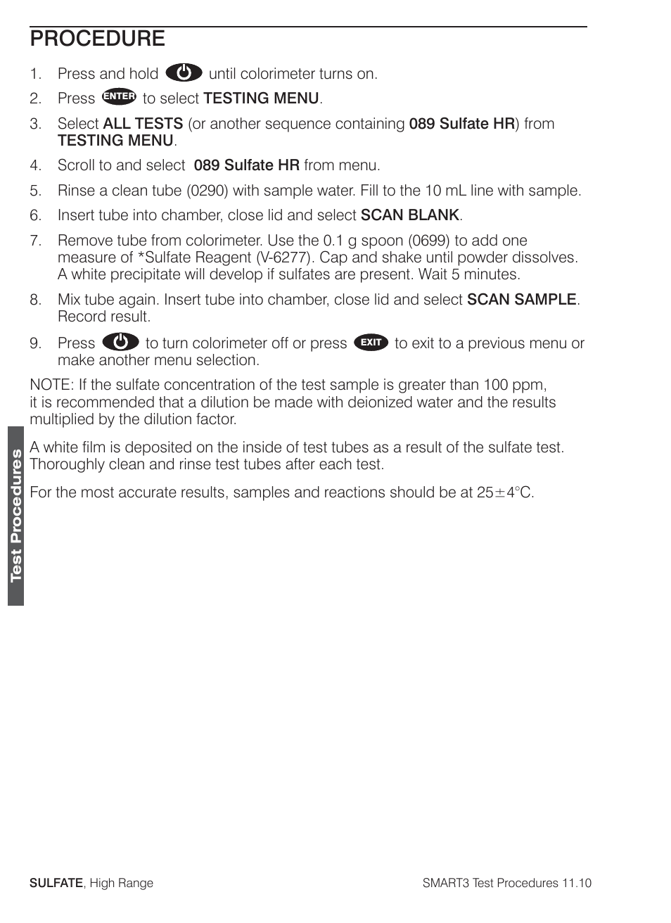 Procedure | LaMotte SMART3 Colorimeter User Manual | Page 278 / 294