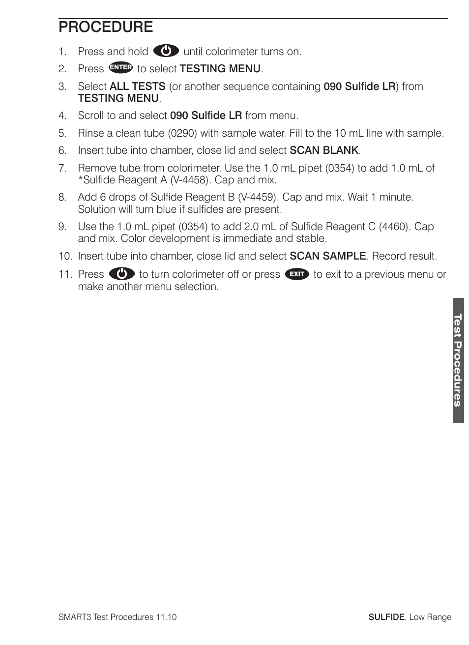 Procedure | LaMotte SMART3 Colorimeter User Manual | Page 281 / 294