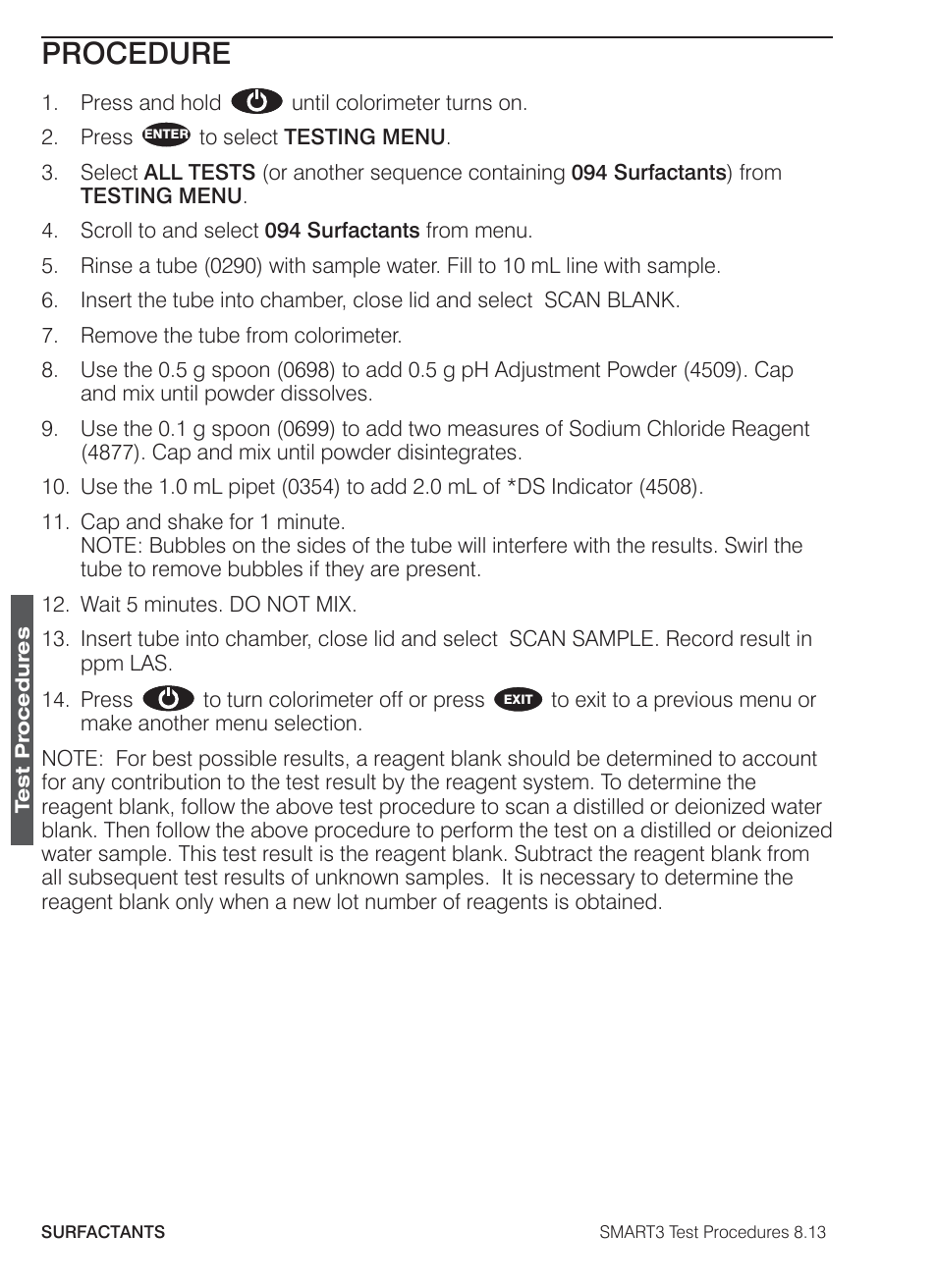 Procedure | LaMotte SMART3 Colorimeter User Manual | Page 284 / 294